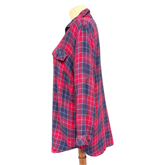 Hester & Orchard Red Navy Plaid Button Front Shirt Size Medium EUC - Picture 5 of 12